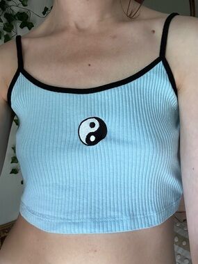 Light Blue Yin Yang Crop Cami